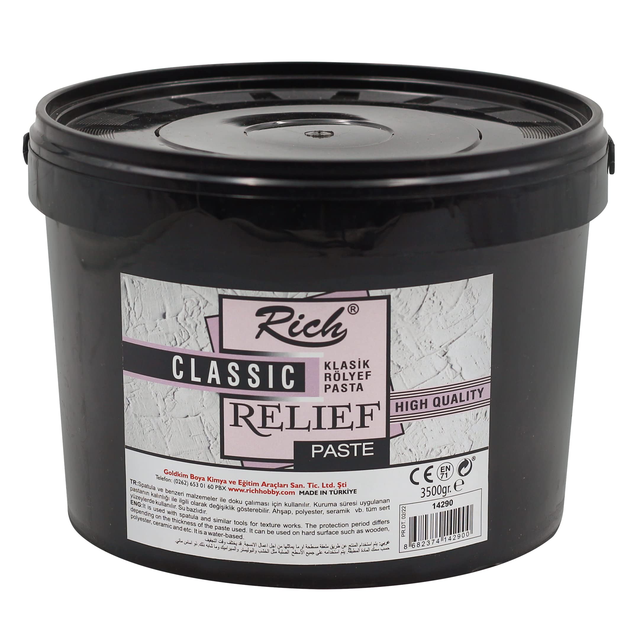 Rich Masilla fina de 3500 gr en cubo, color blanco, masilla para modelar, para modelar, pasta de modelado de grano fino, ideal también como masilla o masilla