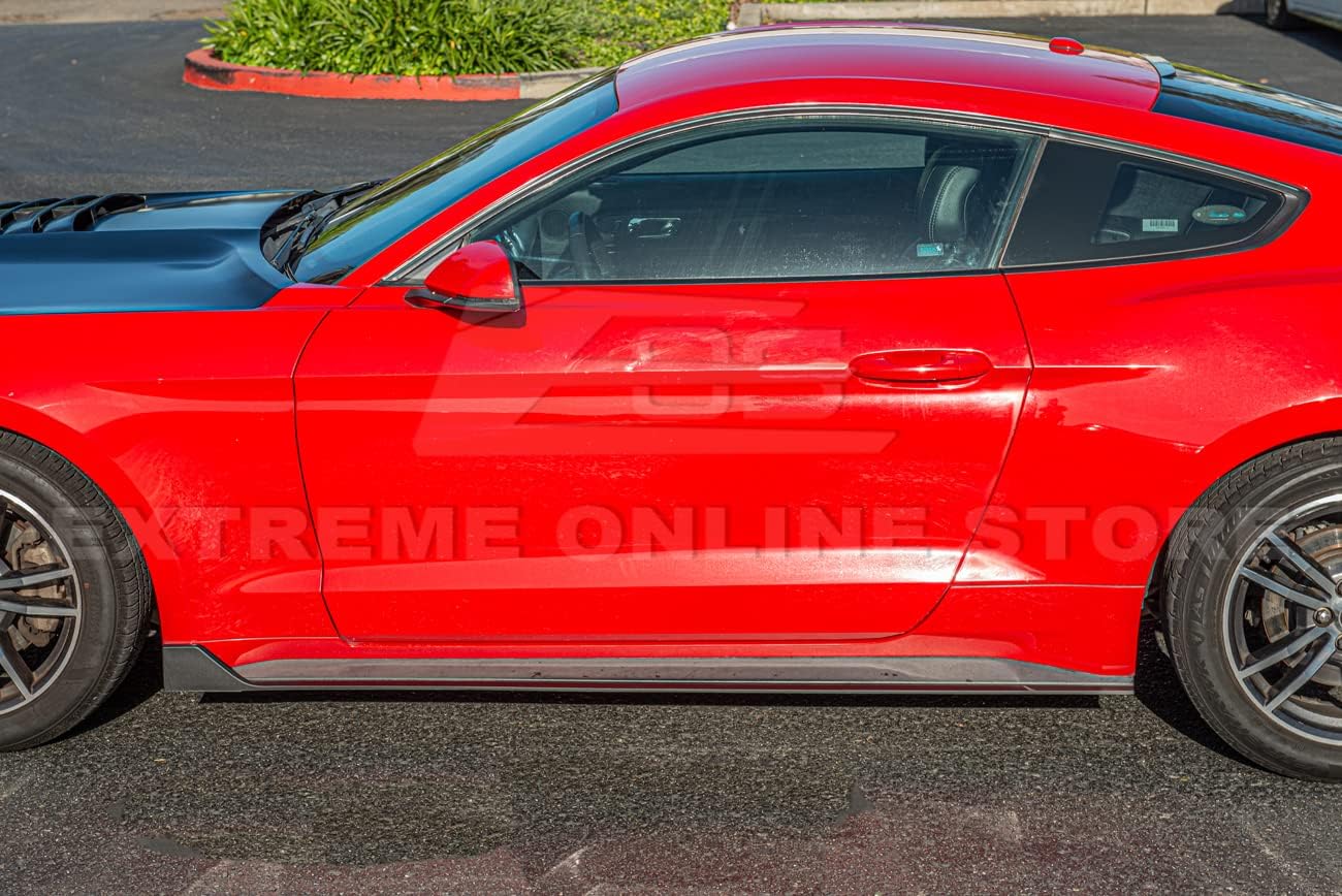 Replacement for 2015-2023 Ford Mustang | GT350 Style ABS Plastic - Matte Black Side Skirts Rocker Panels Extension Pair SS-659-ABS