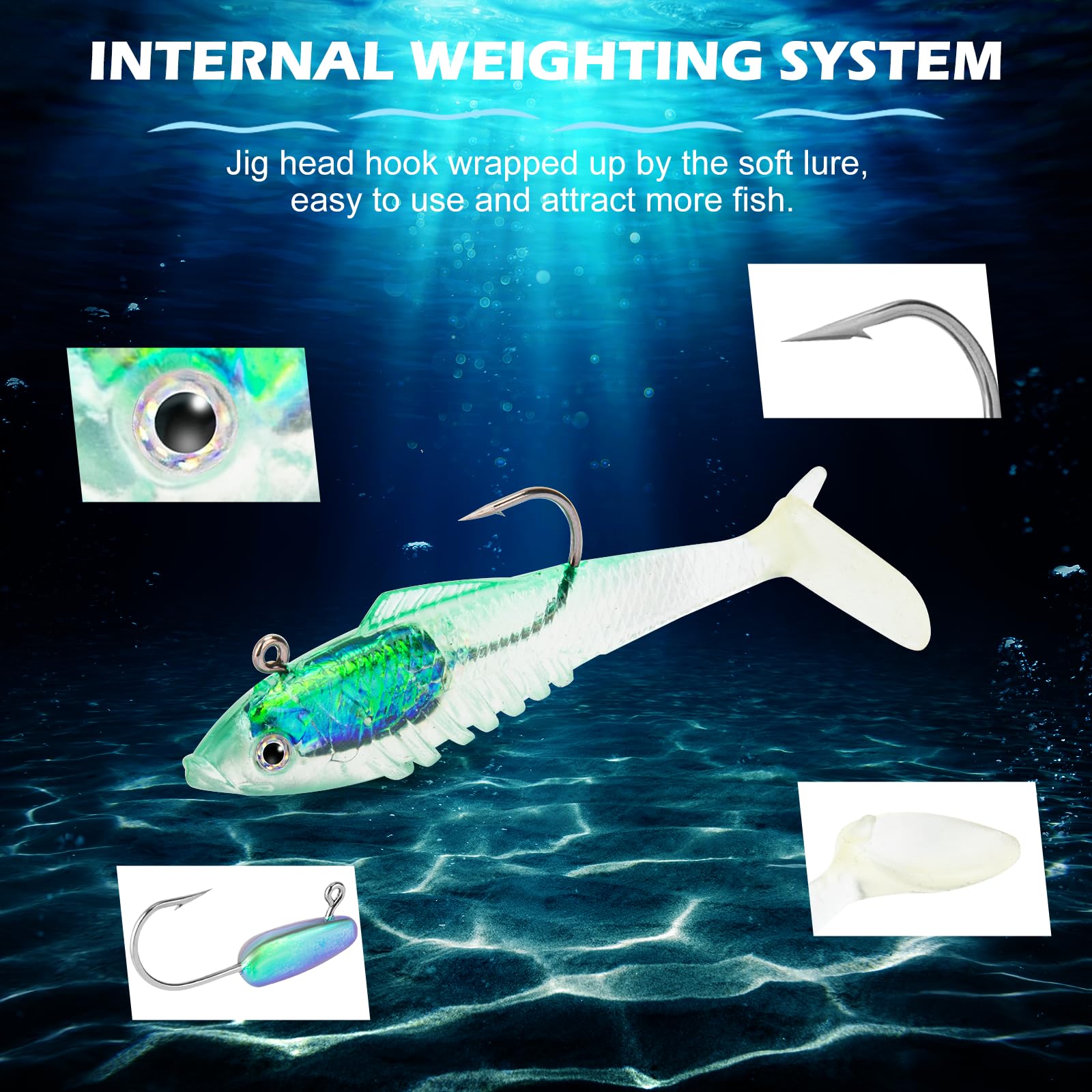 Syosisny 6-Piece Soft Fishing Lure Set, Realistic Bionic Swimbait for Bass, Trout, Saltwater & Freshwater Fishing Lures, Durable Fishing Gear Accessories (3.15)