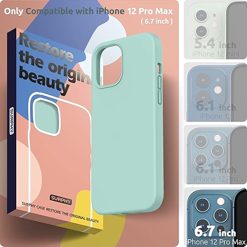Miniatura 2 de SURPHY Funda de silicona compatible con iPhone 12 Pro Max de 6.7 pulgadas, funda de silicona líquida (con forro de microfibra) diseñada para iPhone