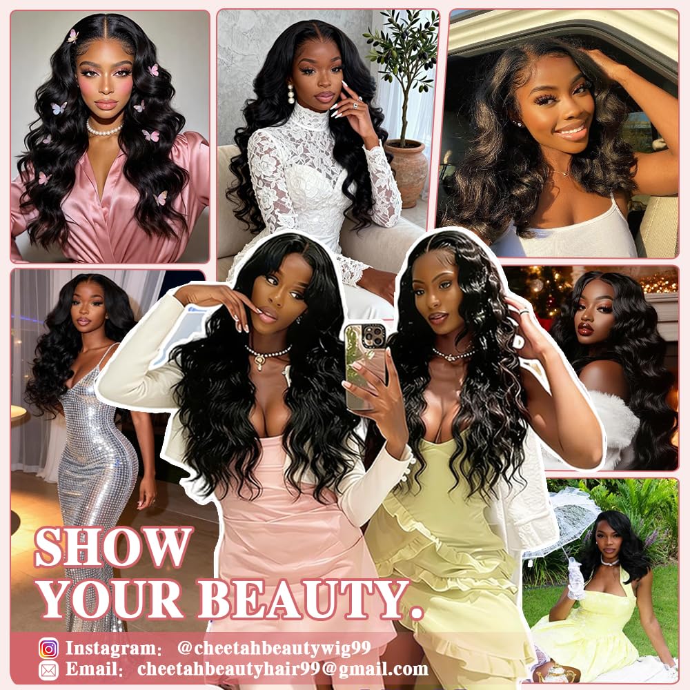Cheetahbeauty Natural Black Human Hair V-Part Wig Body Wave