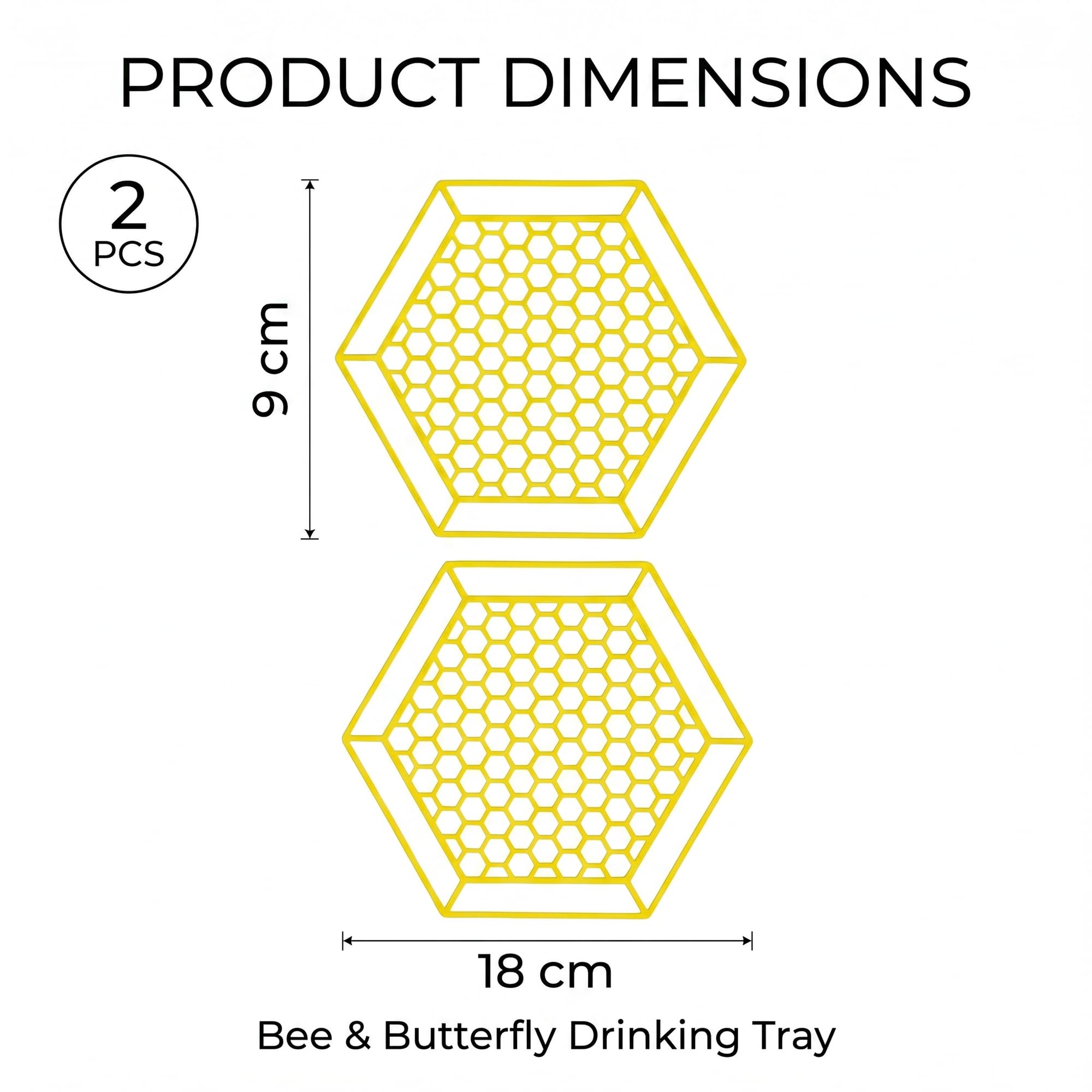 KIMHOME Lot de 2 abreuvoirs flottants en forme d'hexagone pour jardin et station d'arrosage des abeilles (jaune)
