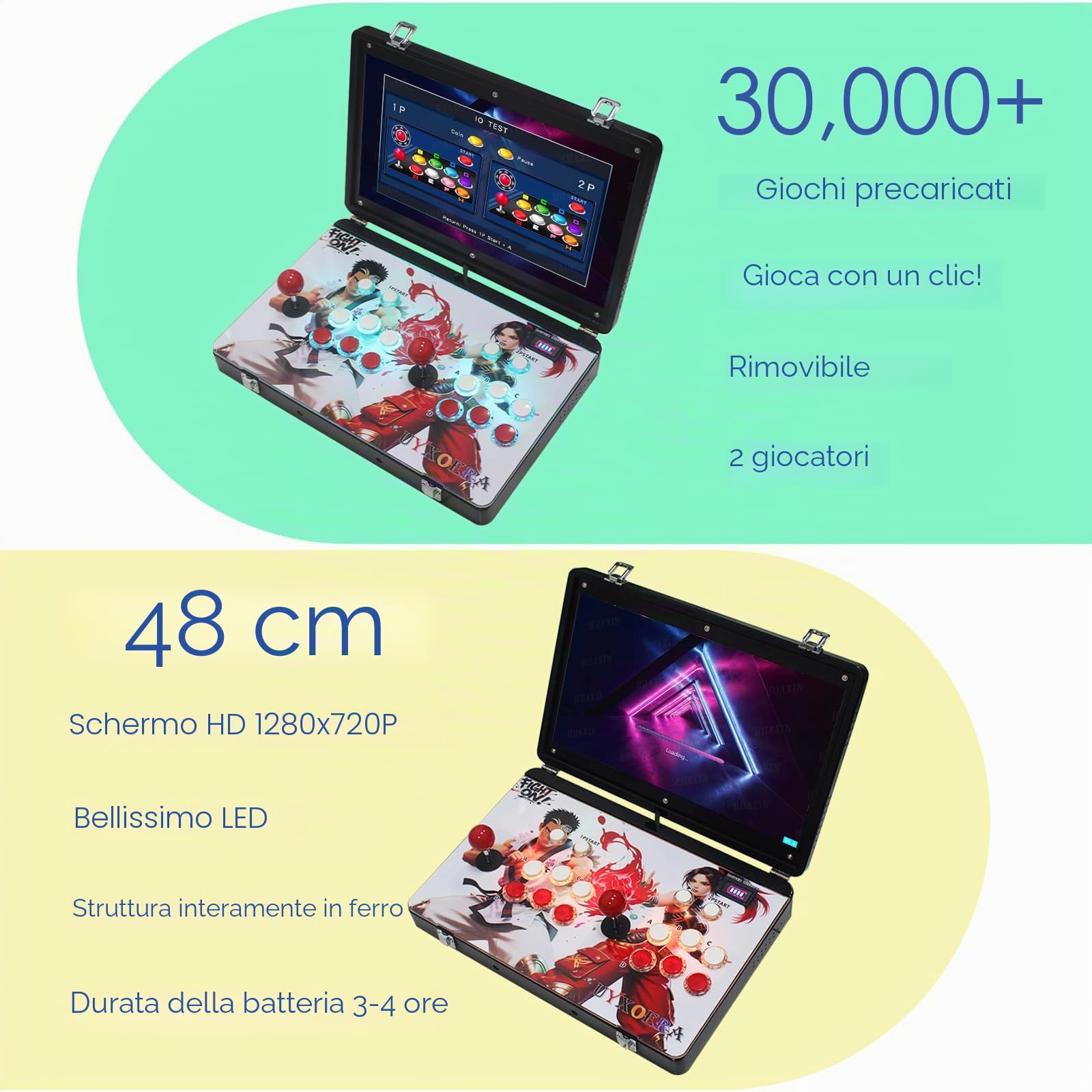 Portatile 30000 in 1 Scatola di Metallo 3D Arcade Game Console, Pieghevole Notebook 19" Schermo Retro Console di Gioco Elettronica, con Ricerca/Nascondi/Pausa Funzioni