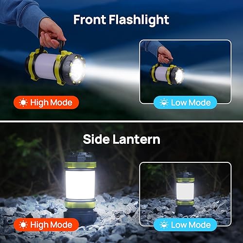 Miniatura 2 de Consciot - Paquete de 2 linternas LED de camping recargables, linterna portátil Consciot con 6 modos de luz, banco de energía de 3600 mAh, IPX4