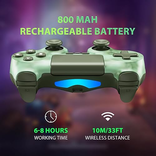 Miniatura 4 de Wireless Controller for PS4, 2 Pack Controllers for PS4 with Double Vibration/6-Axis Sensor/Touch Pad/Headphone Jack, Ergonomic Non-Slip Grip