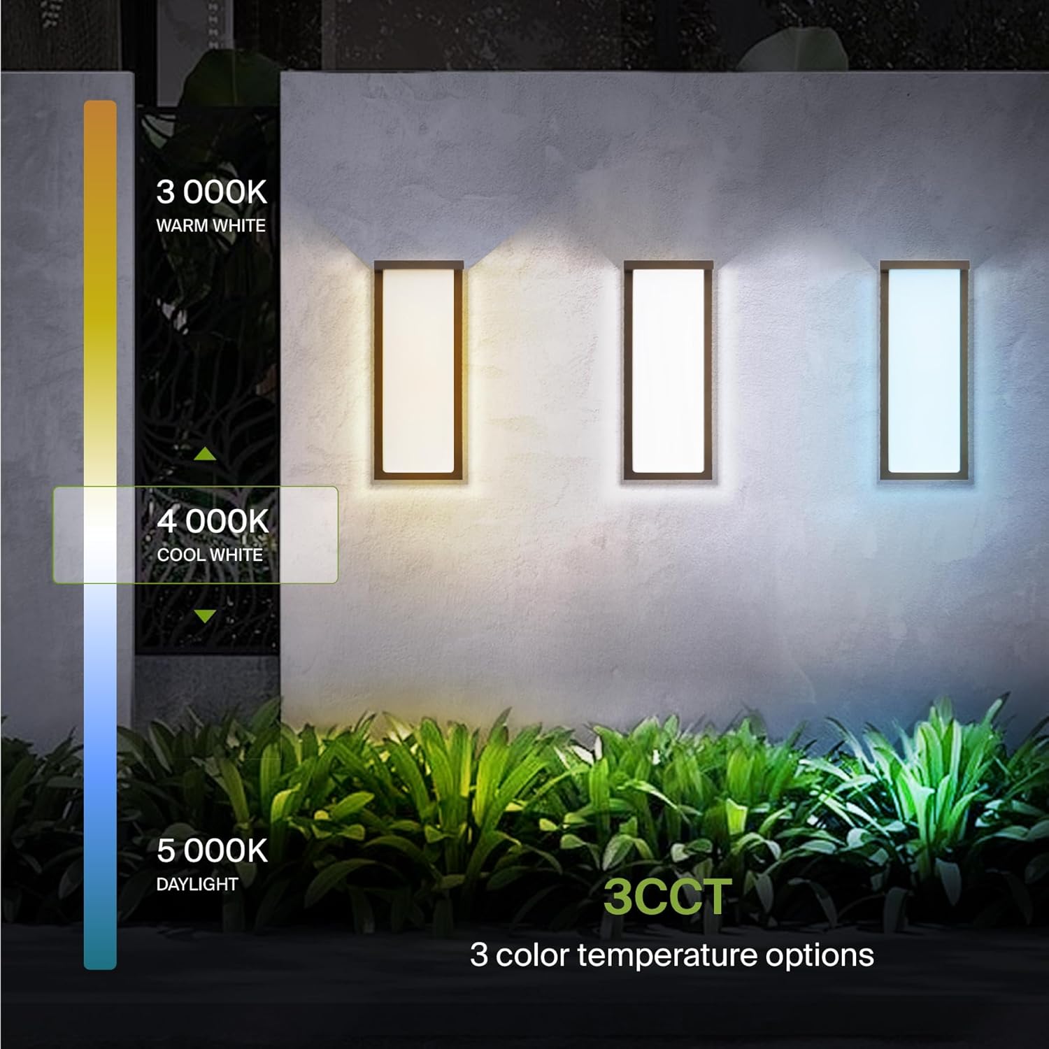 ASD LED 14" Outdoor Wall Light, Front Door House Sconce | 3CCT, Dimmable, Waterproof, ETL Listed | 20W 1900LM 3000-5000K 120V | Exterior Patio Lighting Fixture, Flush Mount Porch Lamp | Dark Bronze