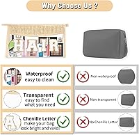 Vista 8 de izuzta Bolsa de maquillaje transparente boho para mujeres y niñas, Beige, Cabello