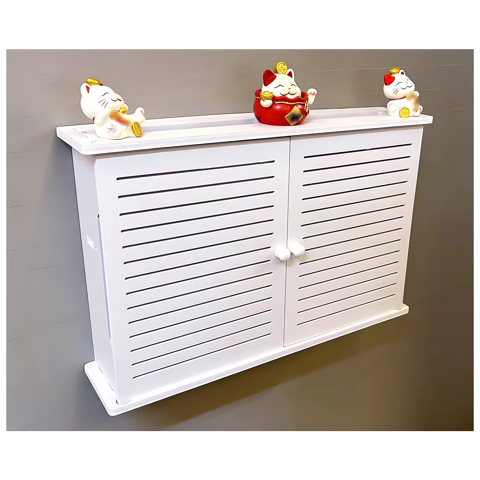 WiFi Router Storage Box, White Router Box, Waterproof Cable Management Box, Power Plug Wire Storage Organizer, Cable Management Solution, Floating Shelf with Mounting Kits, 48x31.5x11cm, TYY-777