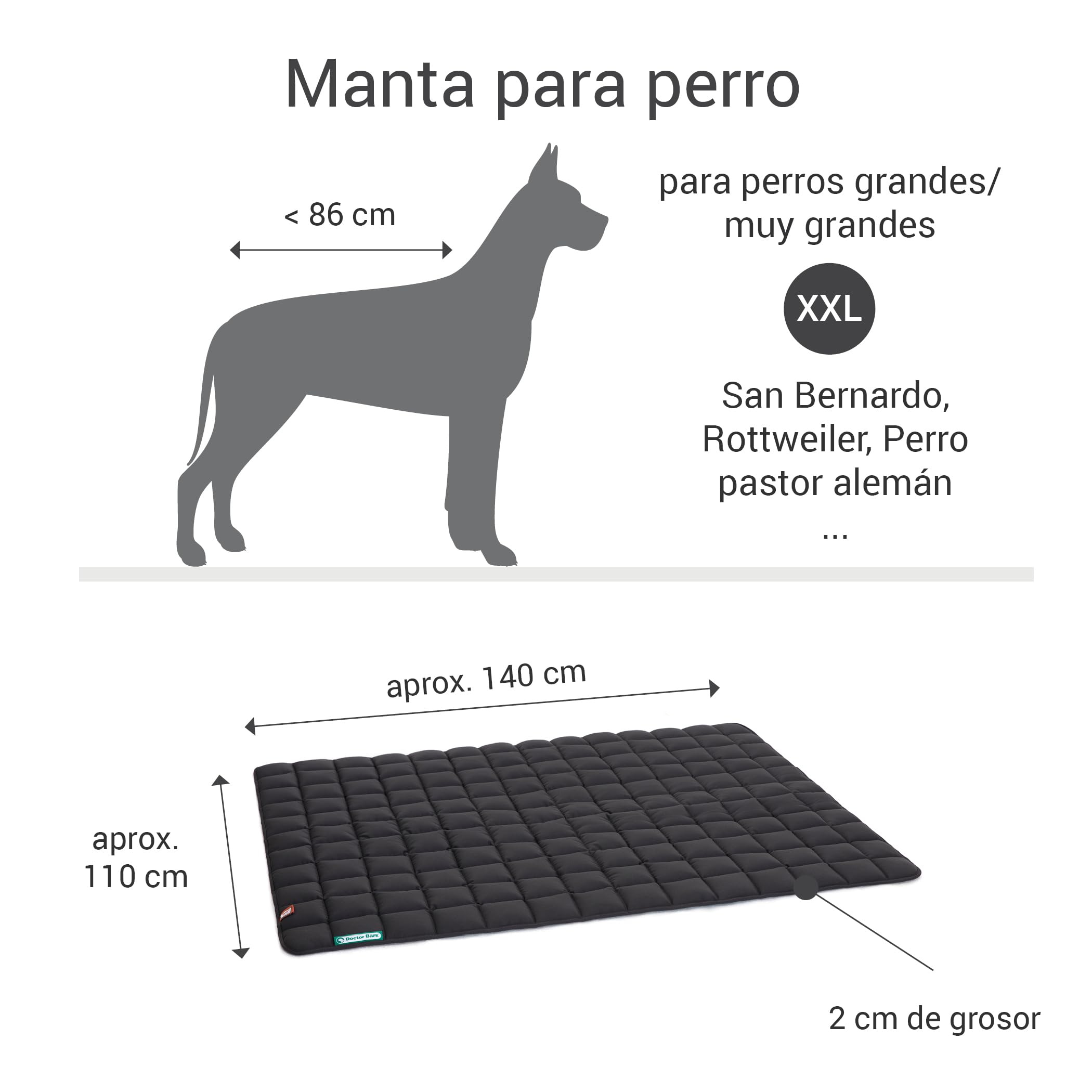 Doctor Bark Manta de Perros, Robusto, Lavable a 95 ° C - Disponible en Diferentes tamaños y Colores