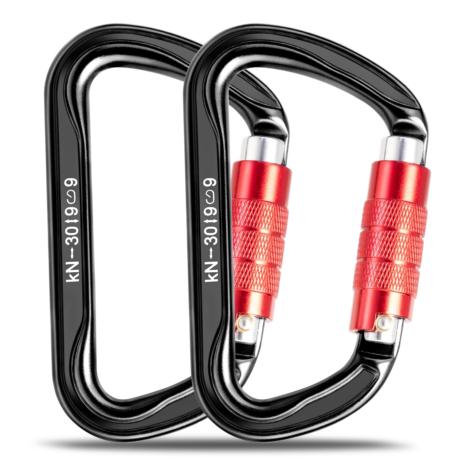 30 kN automatischer Verriegelungs-Karabiner, Drehverschluss, UIAA-zertifiziert, großer Kletterkarabiner, robuster Karabiner für Felsen, Klettern, Abseilen, Bergsteigen, Höhlen, Rettung, Baumpfleger