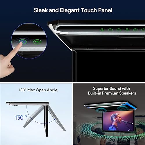 Miniatura 4 de XTRONS® Pantalla TFT digital FHD ultrafina de 17.3 pulgadas 16:9 1080P Video Reproductor de video para automóvil, monitor montado en el techo