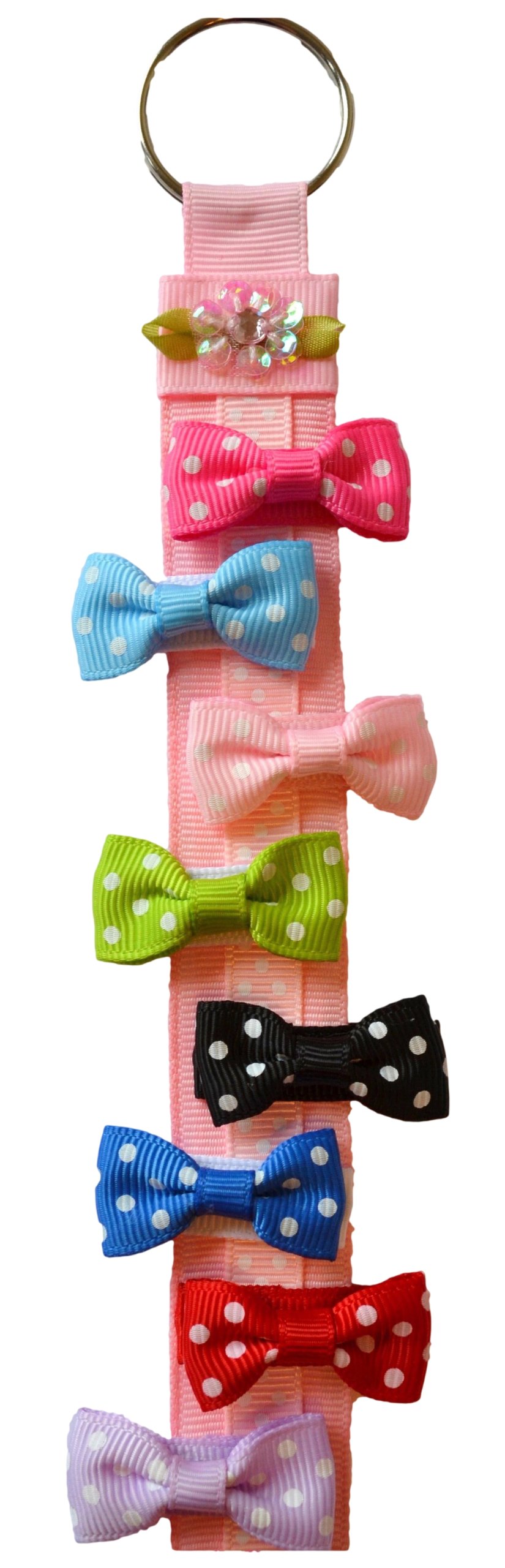 Funny Girl Designs Set of 8 Polka Dot Hair Bows and Free Bow Holder (Baby Snap Clips)