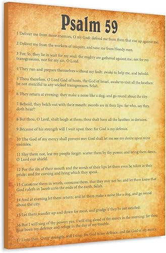 Miniatura 2 de Express Your Love Gifts Bible Art Psalm 59 Chapter Gold Bible Canvas Christian Wall Art Ready to Hang Unframed