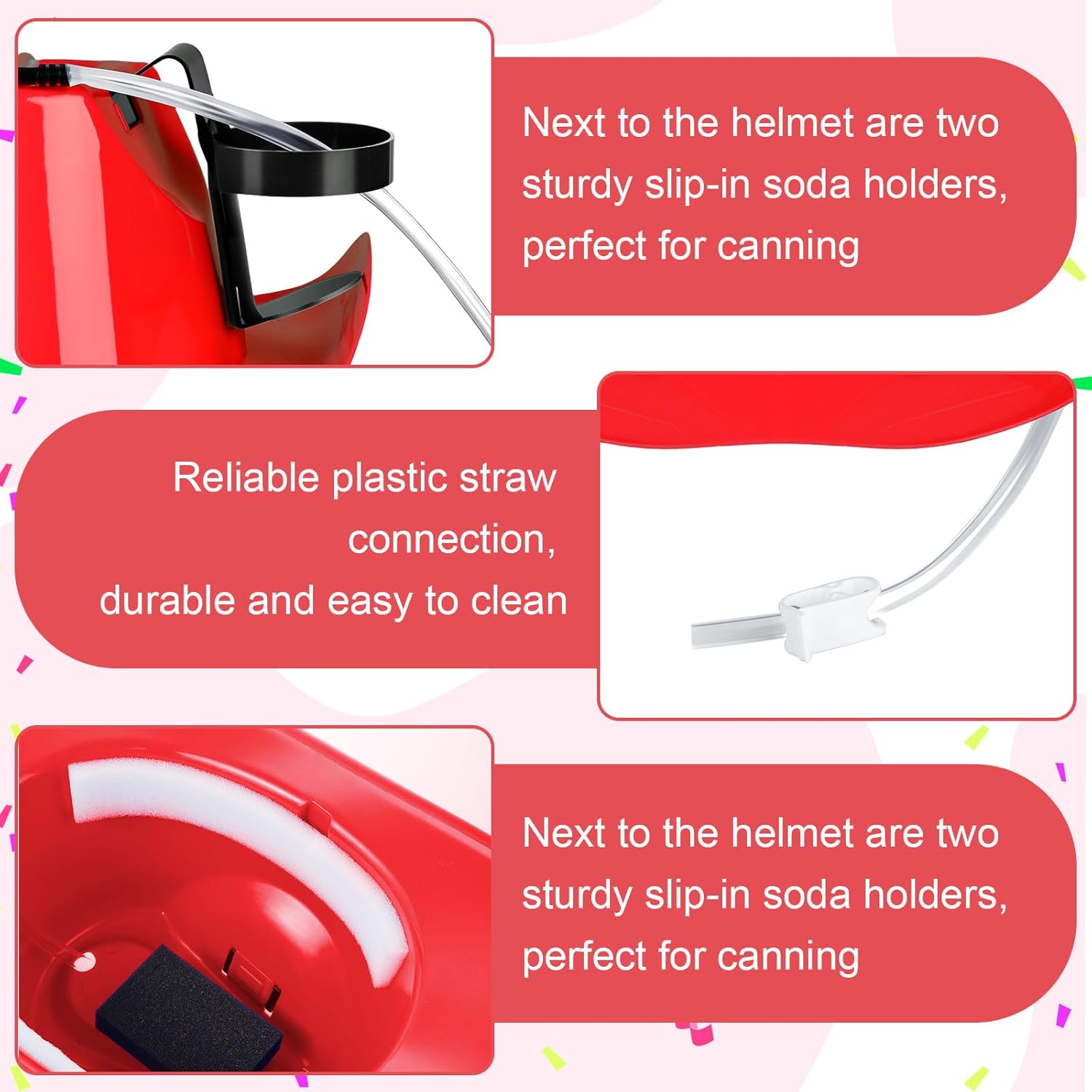 Jenaai 2 Pcs Juice Helmet Soda Hat with Straw Cowboy Soda Hat Beverage Holder for Adult Juice Party