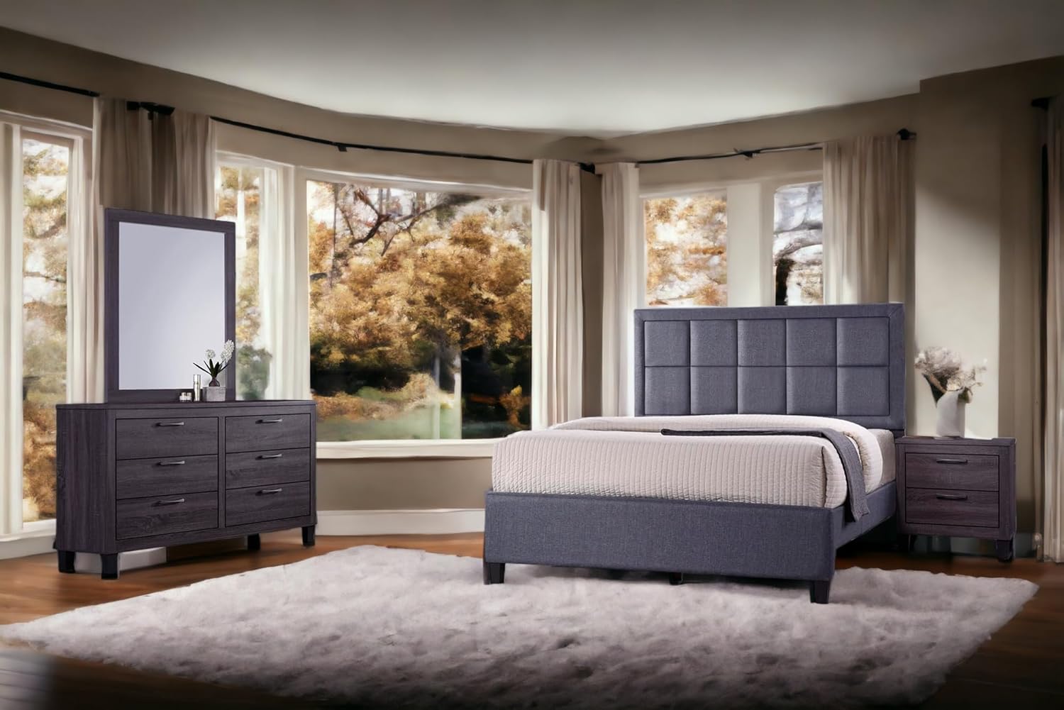 Liveasy Furniture 4PC Queen Bedroom Furniture Sets with