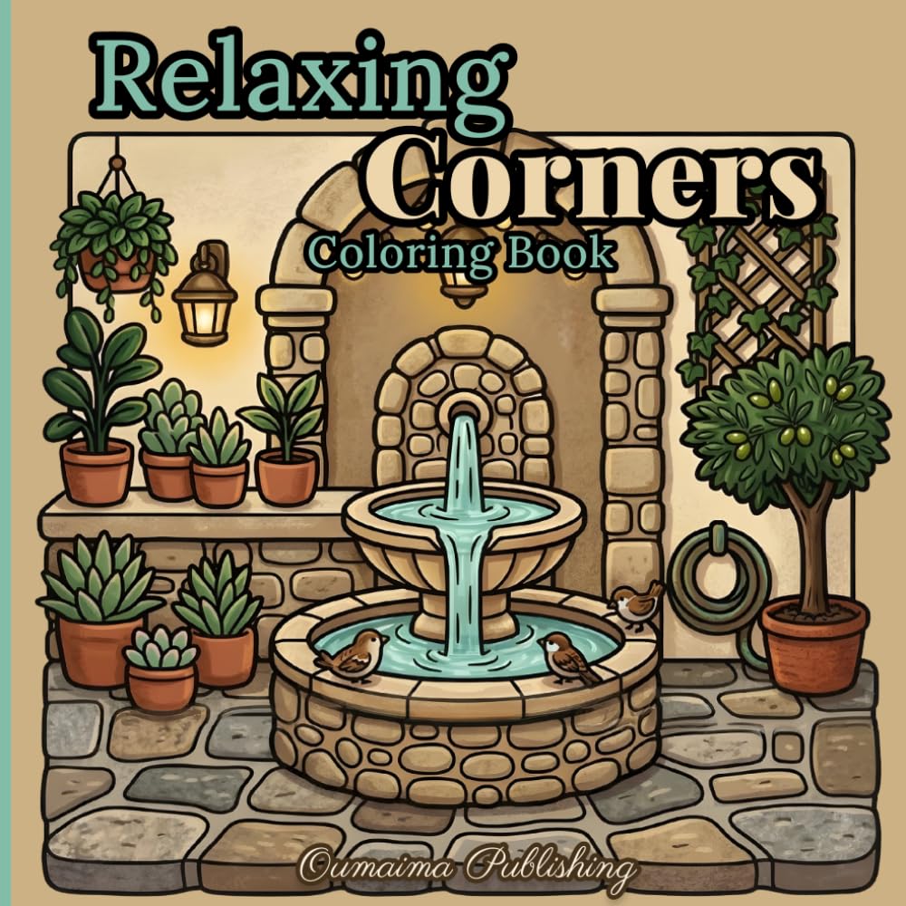 Relaxing Corners Coloring Book: 50 Charming Cozy Corners – A Cute and Relaxing Coloring Book with Bold Line Designs for Adults, Teens, and Beginners