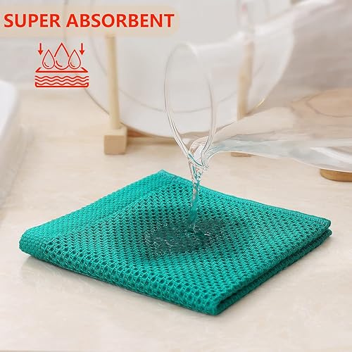 Miniatura 3 de Kitinjoy Paños de cocina 100% algodón, paquete de 6 paños de cocina ultra suaves y absorbentes para secar platos, toallas de cocina de secado