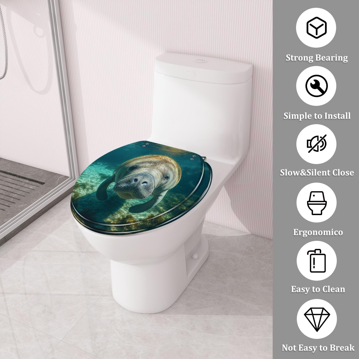 Asiento de inodoro redondo de resina para baño doméstico