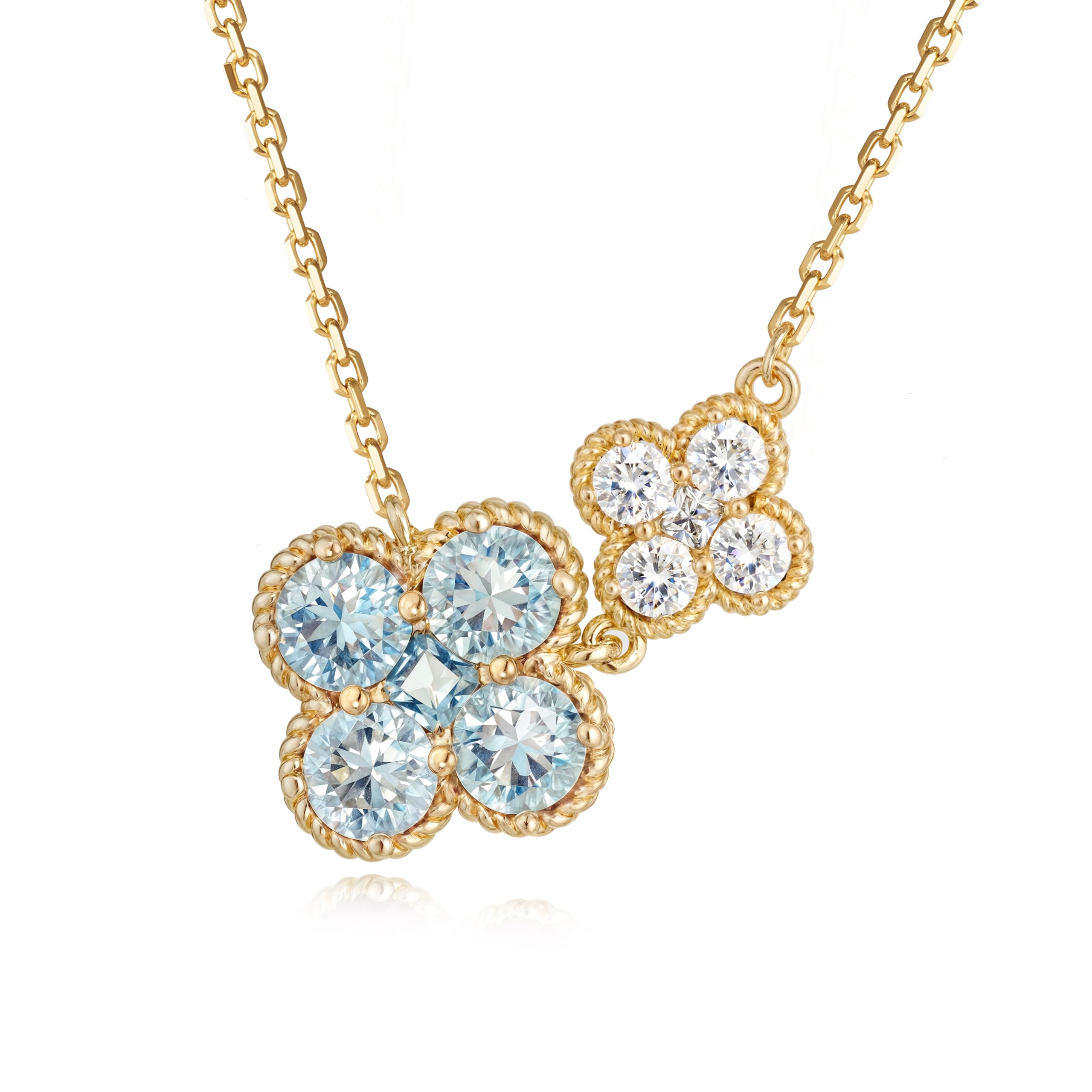 Jenosy Diamantketten für Frauen Geburtsstein-Halskette für Frauen 14 Karat vergoldet Zierliche vierblättrige Kleeblatt-Halskette mit Zirkonia-Anhänger Goldschmuck Geschenk