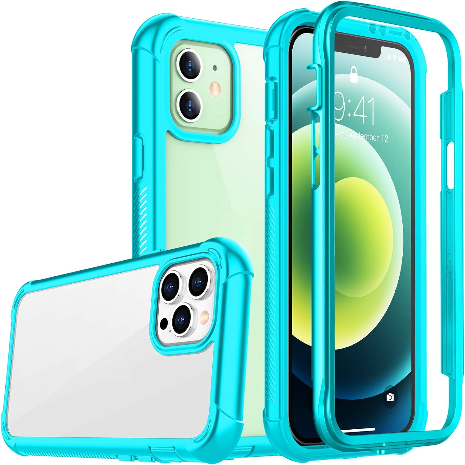 Temdan Bumper Case Compatible with iPhone 12 Case,Compatible with iPhone 12 Pro Case,Full Body Protector Rugged Shockproof Cover (2020) Teal