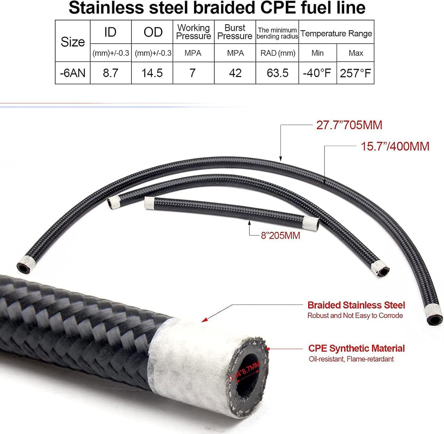 Universal Racing Adjustable Fuel Pressure Regulator Set EFI FPR with 30-70 Psi Gauge 6AN - 6AN Feed & Return Fuel Line Hose Fitting Connectors Kit