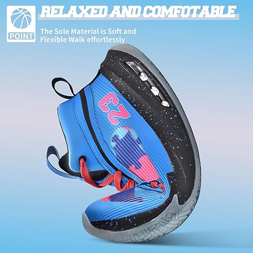 Miniatura 6 de ASHION Zapatos deportivos para niños y niñas, zapatos de correr para niños, zapatos de baloncesto, tenis antideslizantes, A-blanco