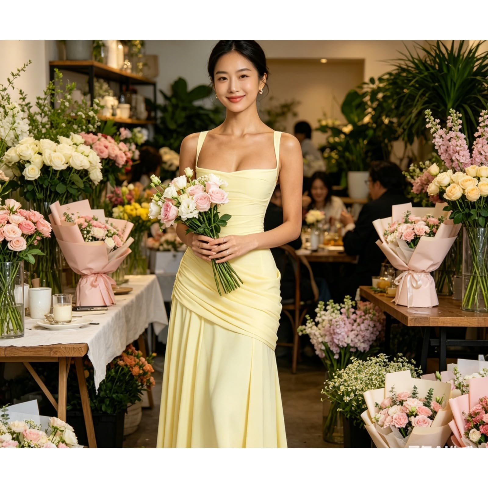 Robe de demoiselle d'honneur longue pour femme - Robe trapèze plissée - Robe de soirée élégante pour mariage - Robe de mariée sans manches - Robe de bal festive - Robe de cocktail