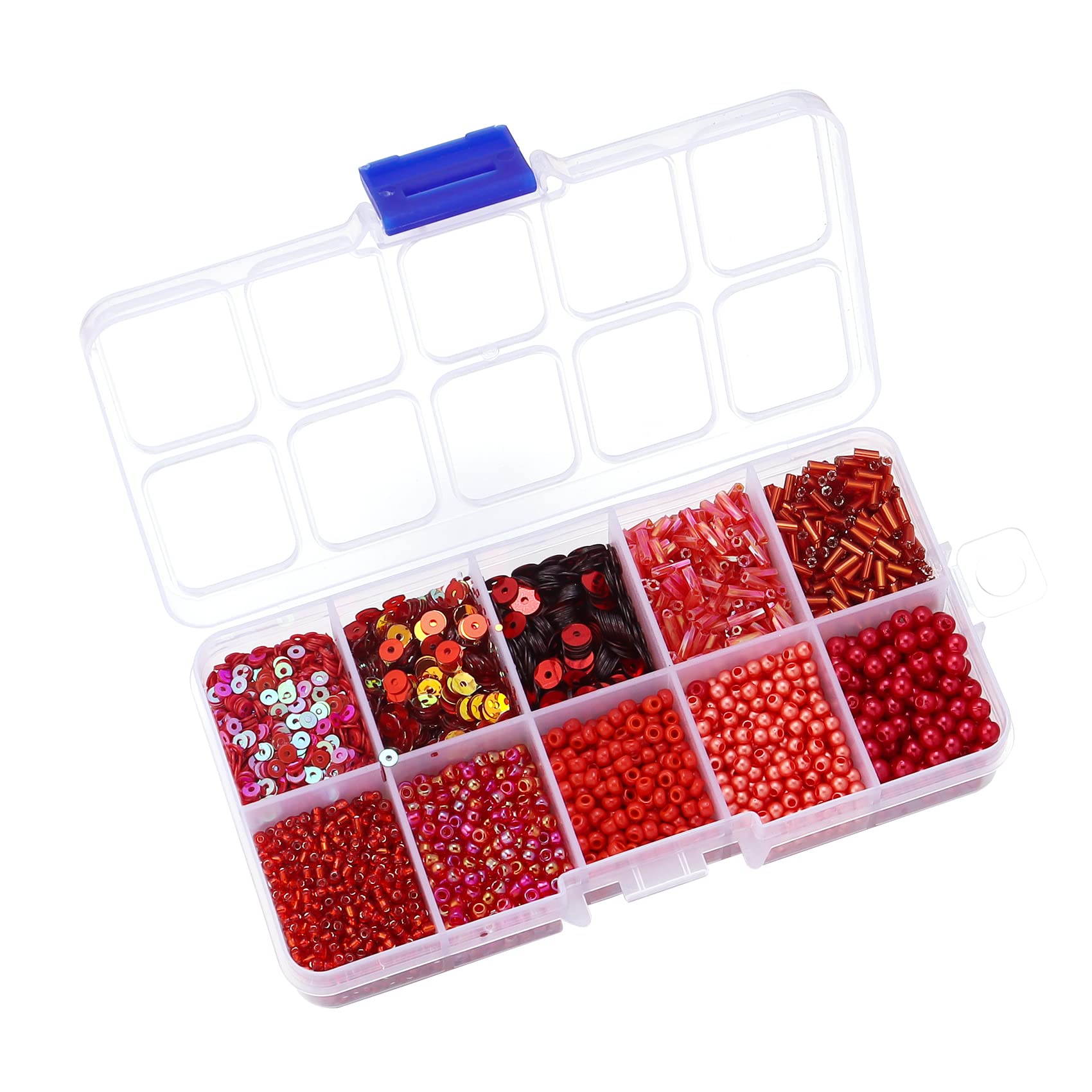 Hiswan Assorted Bead for Jewelry Making, Glass Seed Bugle Tube Beads Loose Sequins Multiple Sizes for Crafts Sewing Jewelry Making