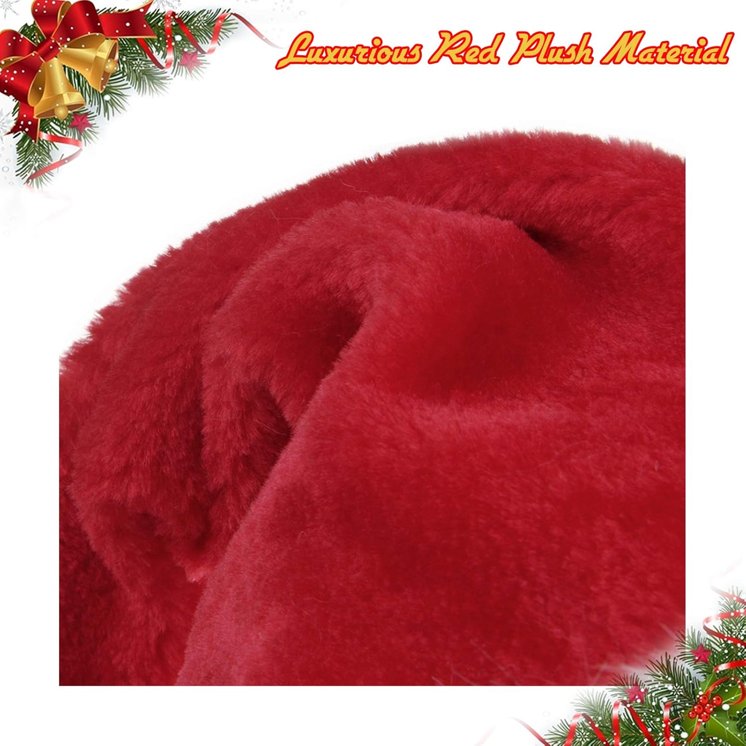 BALORAY Santa Hat for Adults Big Santa Hat Comfort Double Liner Plush Red Velvet - Image 6