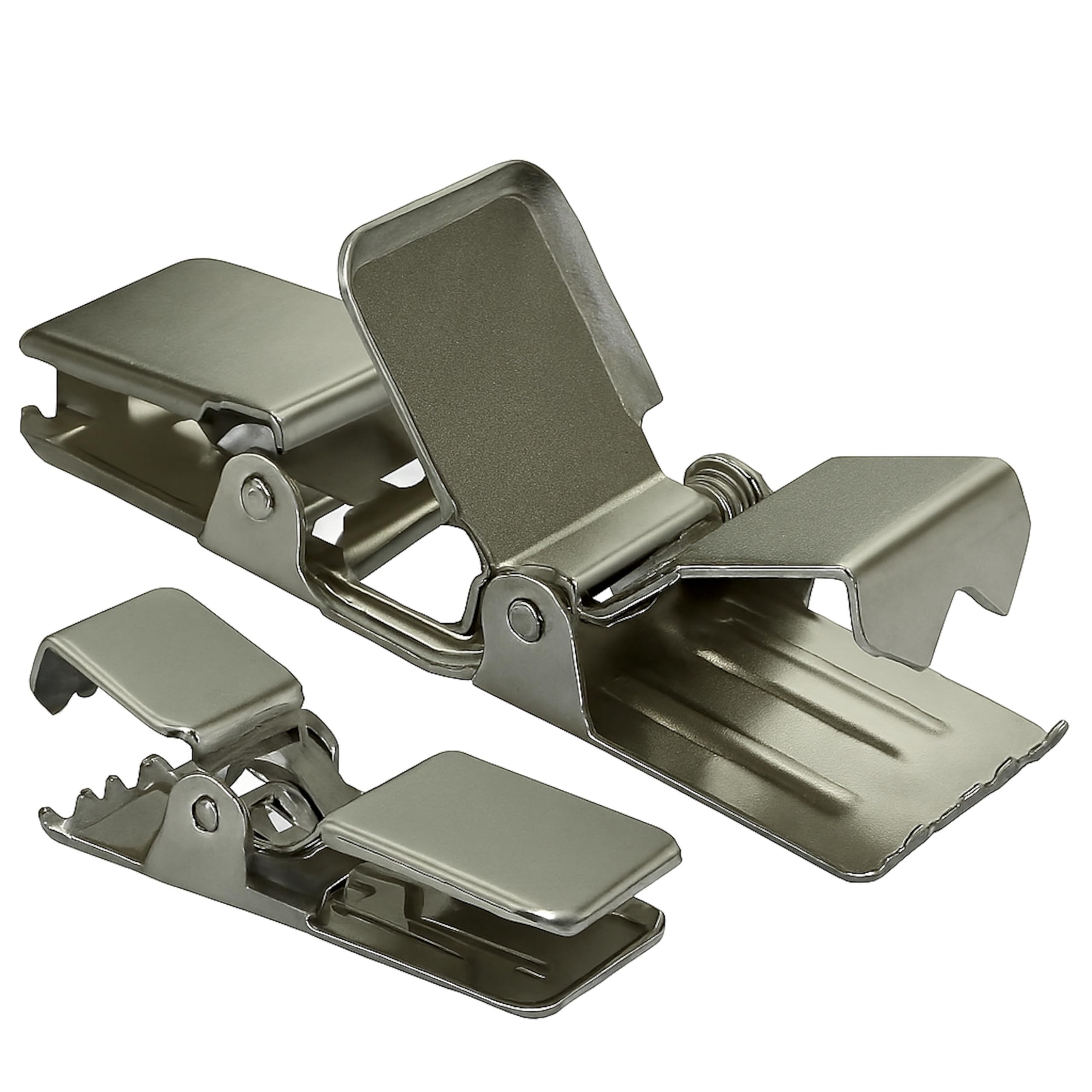 ANDUSTRIAL - Medium Nickel-Plated Double-Side Alligator Rug Clips/Hangers - Silver, 25 Clips