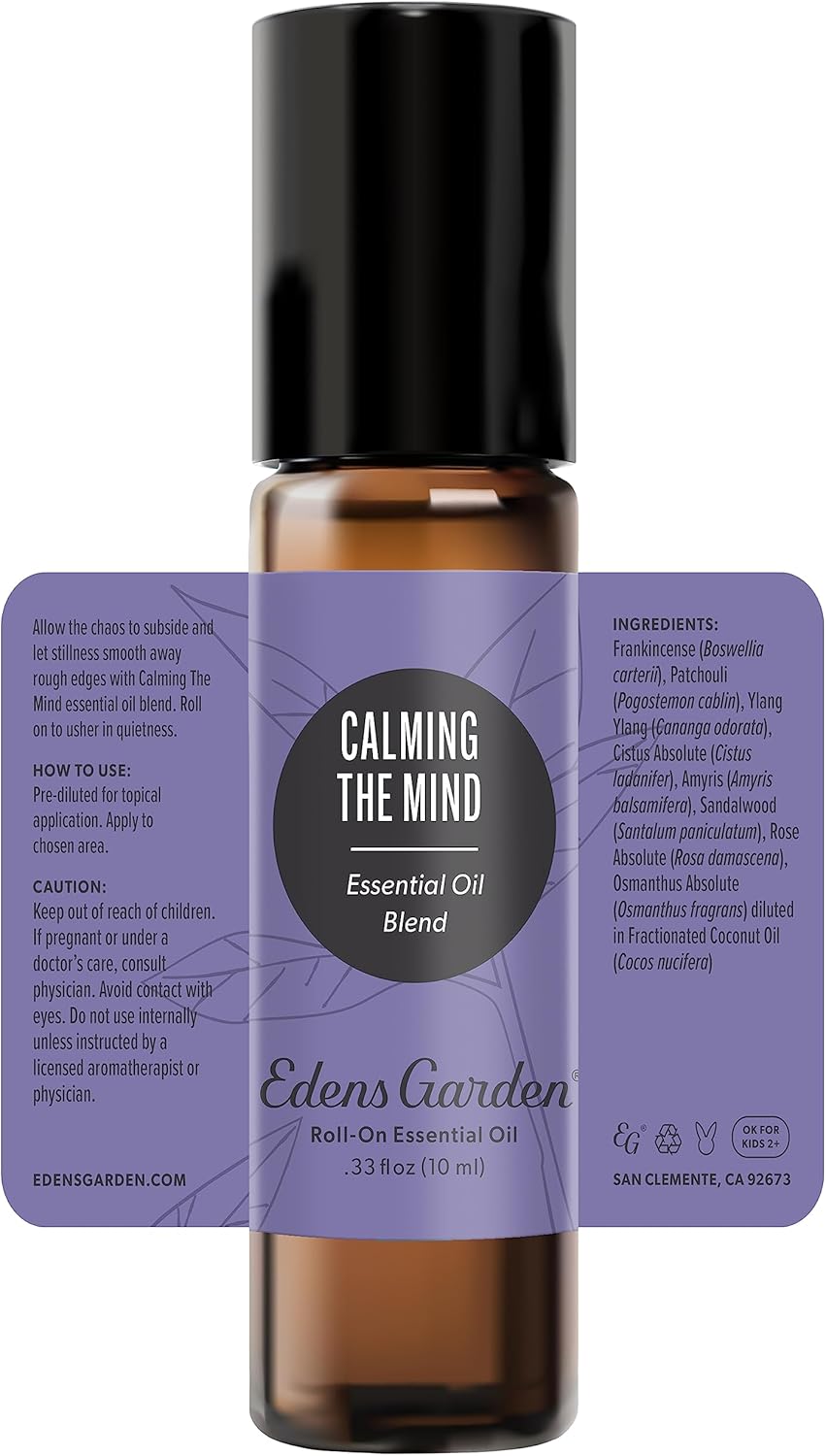 Edens Garden Calming The Mind Essential Oil Roll-On Blend- 100% Pure Premium Grade, Natural, Therapeutic, Aromatherapy, Kid & Skin Safe, The Best for Comfort, Tension Pre-Diluted 10 ml (.33 fl oz) - Image 9