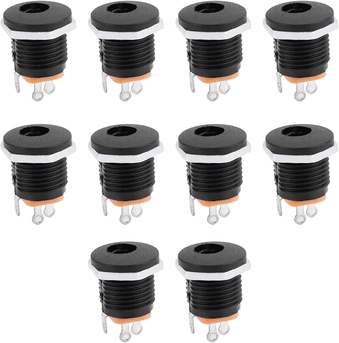 Fielect 10Pcs 5.5mmx2.1mm 3 Pin Female DC Power Jack Socket Female Panel Mount Connector