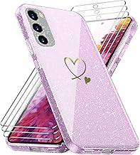 Coque Compatible avec Samsung Galaxy S20 FE 5G (Pas pour S20), 3 Pièces Protection Écran en Verre Trempé, Housse Souple et Transparent, Étui Anti Empreintes et Paillettes