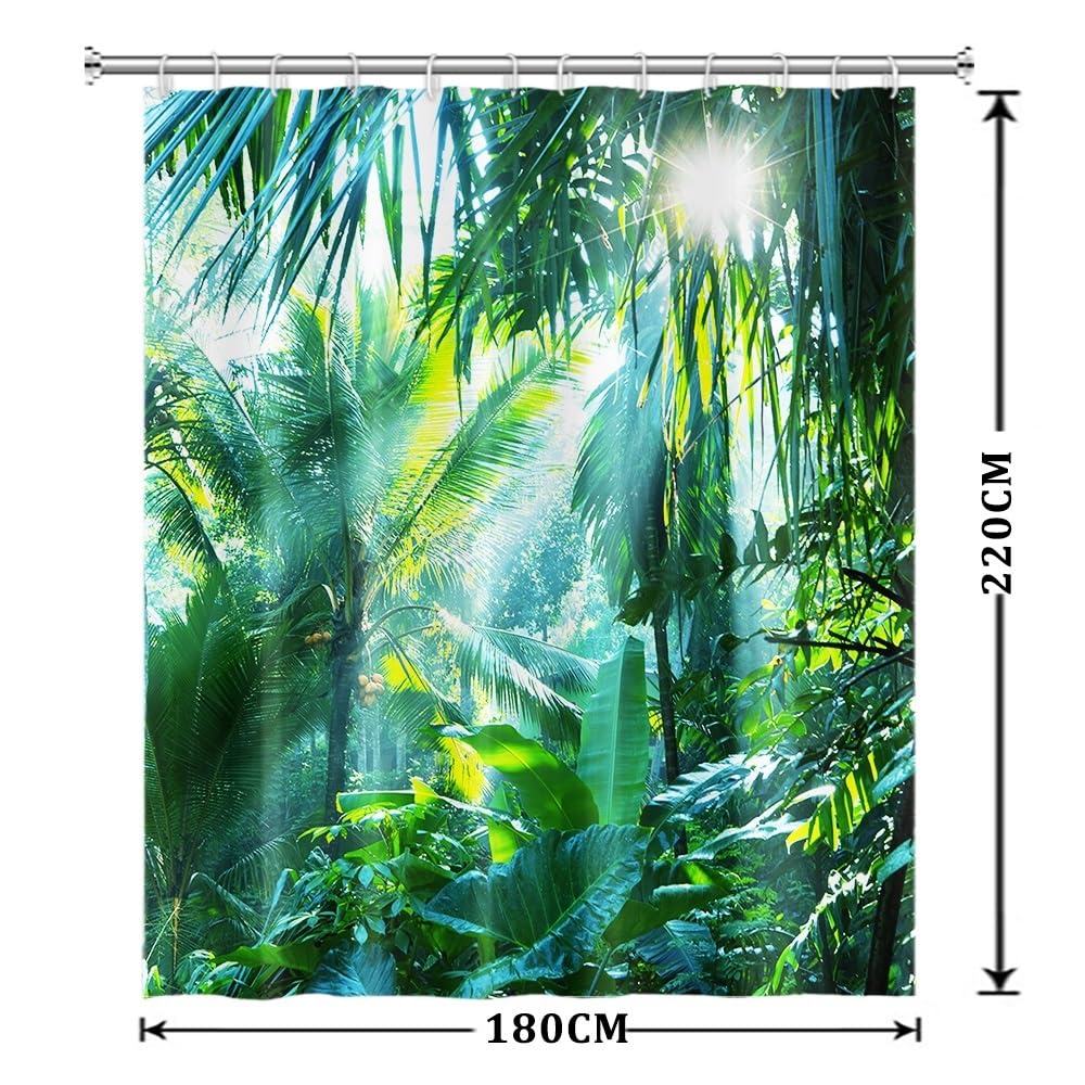 Uiiooazy Cortina de Ducha de Hoja Eucalipto, Cortinas de Ducha Verde Oro Abstracto Planta Cortinas de Baño Antimoho Impermeable Lavable Tejido de Poliéster Cortina Ducha con Ganchos 90x180cm — view 207