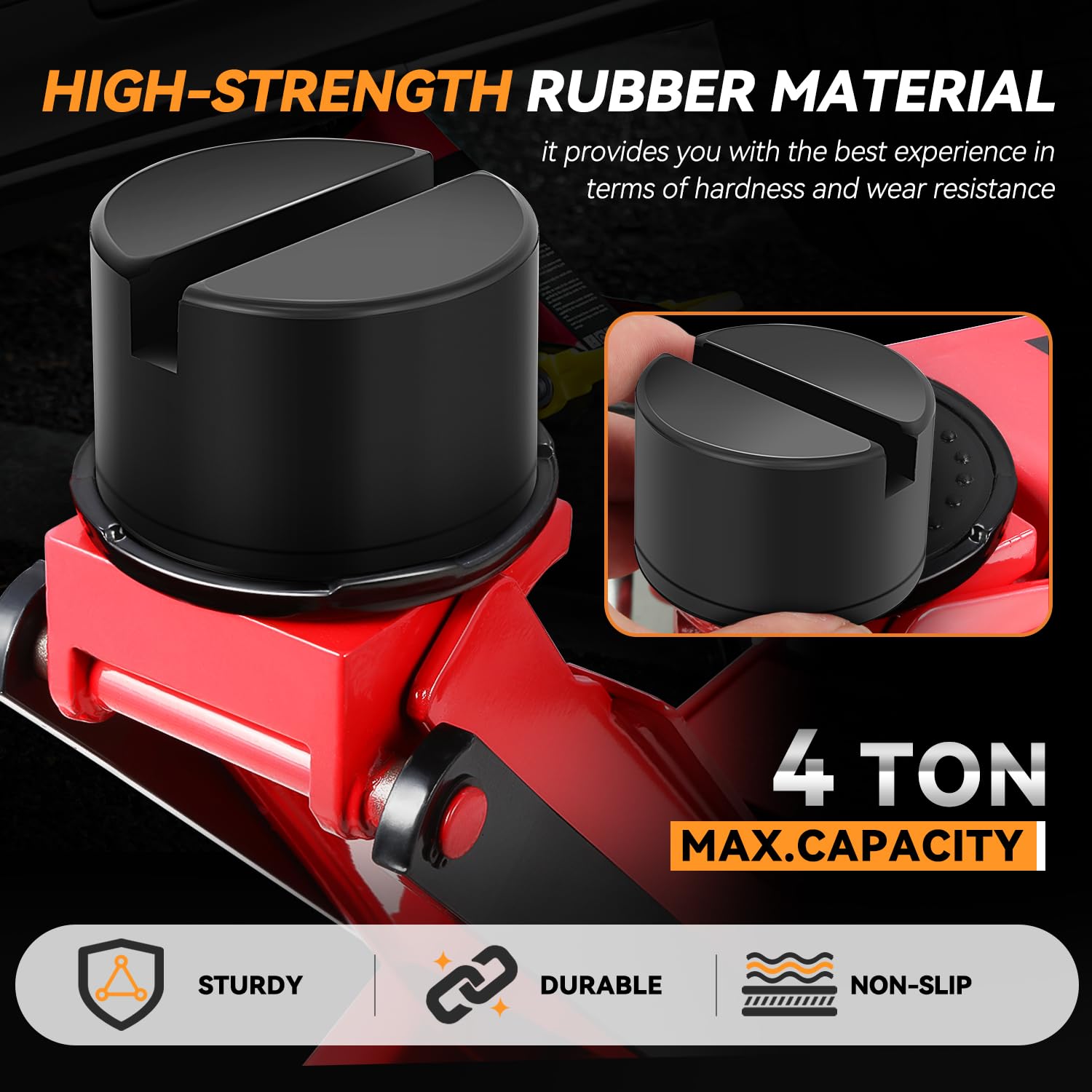 Auto Dynasty 2pcs Floor Jack Rubber Pad Universal Jack Pad Adapter Slotted Frame Rail Protector Pads for Floor Jack, Trolley Jack, Vehicle Lift and Axle Stand, 2.97