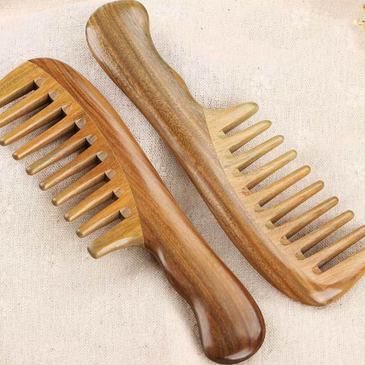 NOLITOY Peine De Masaje De Dientes Anchos Natural De Madera De Sándalo Cabello Peine De Madera De Dientes Anchos y Compactos Para Peinado