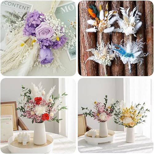 Miniatura 6 de Ramo de flores secas, paquete de flores de caspia seca, lavanda floral, arreglos florales de aliento de bebé para decoración de boda, corona de