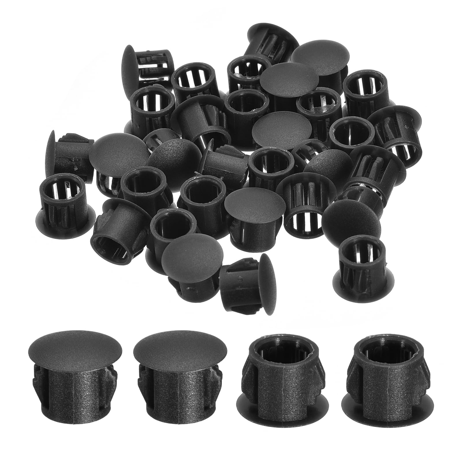 Bouchons Trou Silicone Noir - Lot De 4, Diamètre Montage 15 Mm, étanches Et Souples - Pour Boucher Trous, Tuyaux, Protéger Filetages - 7