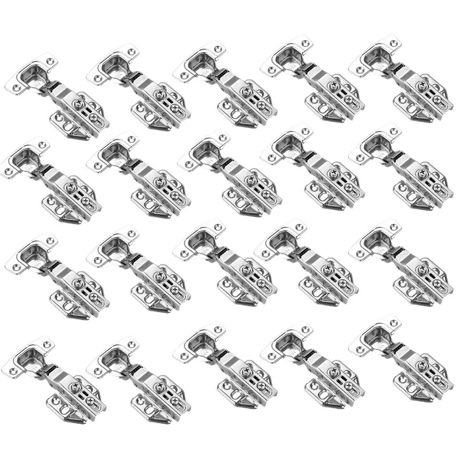Kdhcvkz 20Pcs Full Overlay 10/20Pcs Cabinet Door Hinges Stainless Steel With Screws(20Pcs Full Overlay)