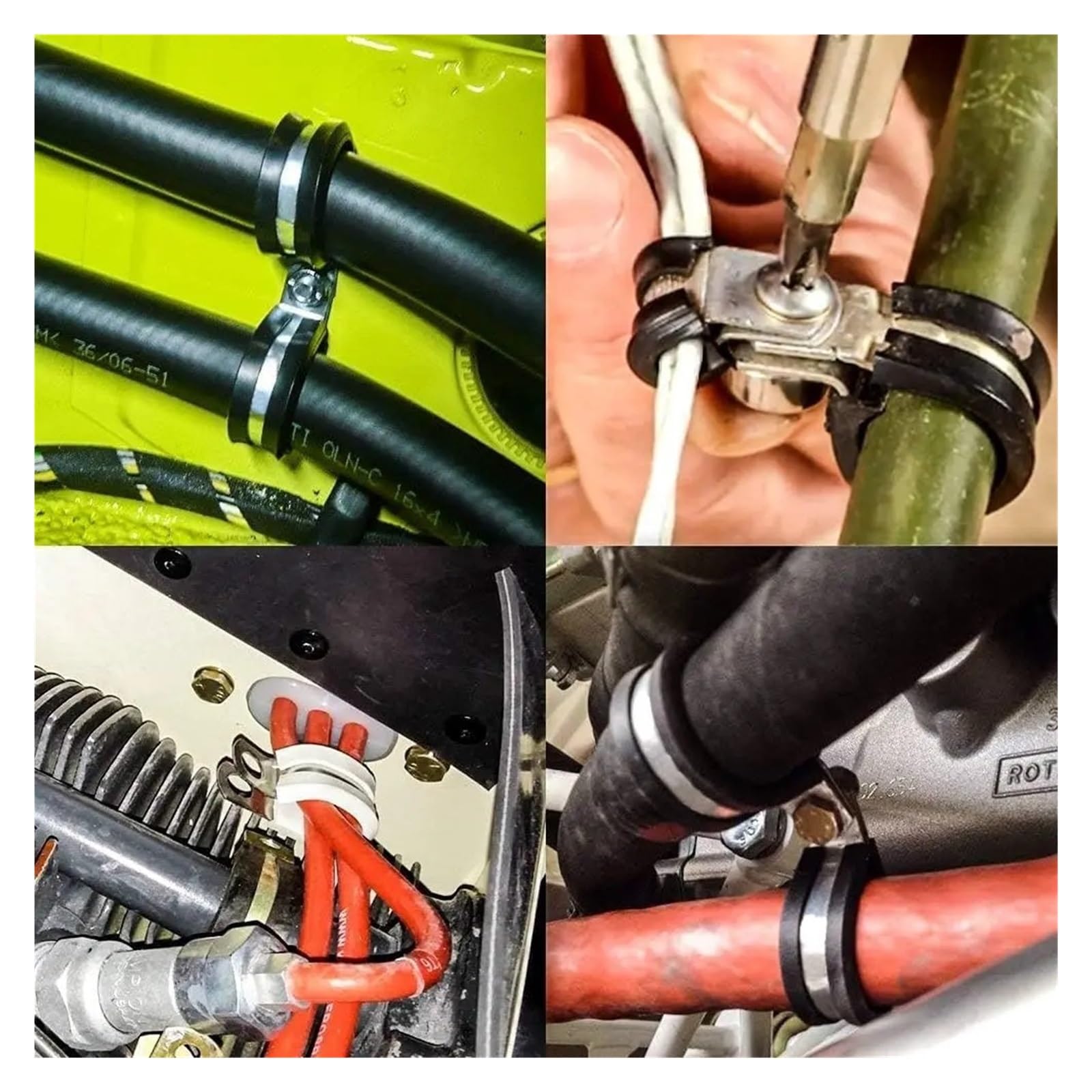 Abrazaderas De Tubo De Cable De Acero Inoxidable Acolchadas De Goma Genéricas, 10 Unidades(Dia28)