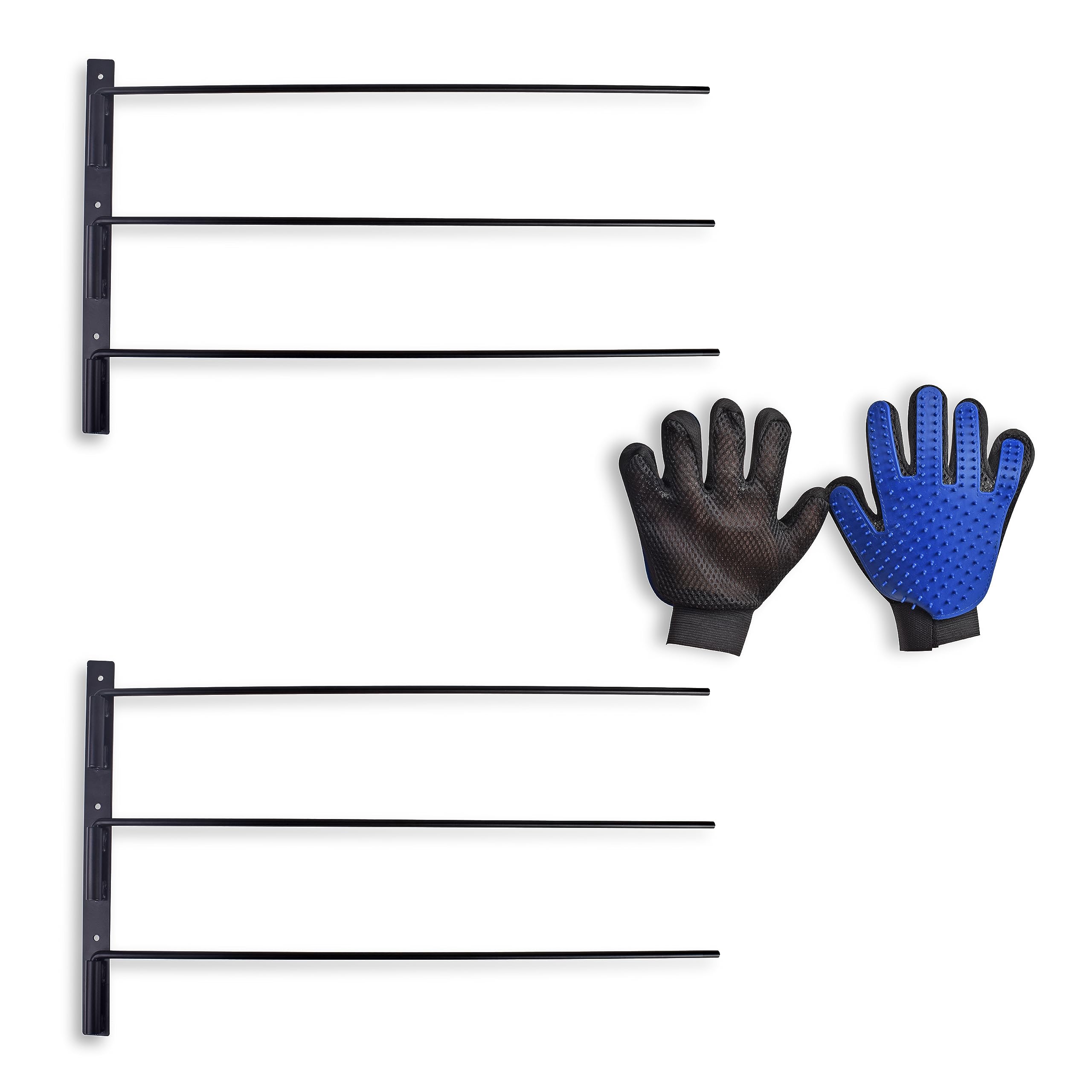 Five Leaf Clover Saddle Pad Rack - Swinging Horse Blanket Holder (2 Pack), 3 Bar Wall Mounted Storage Organizer Racks for Equestrian Tack, Saddle Pads