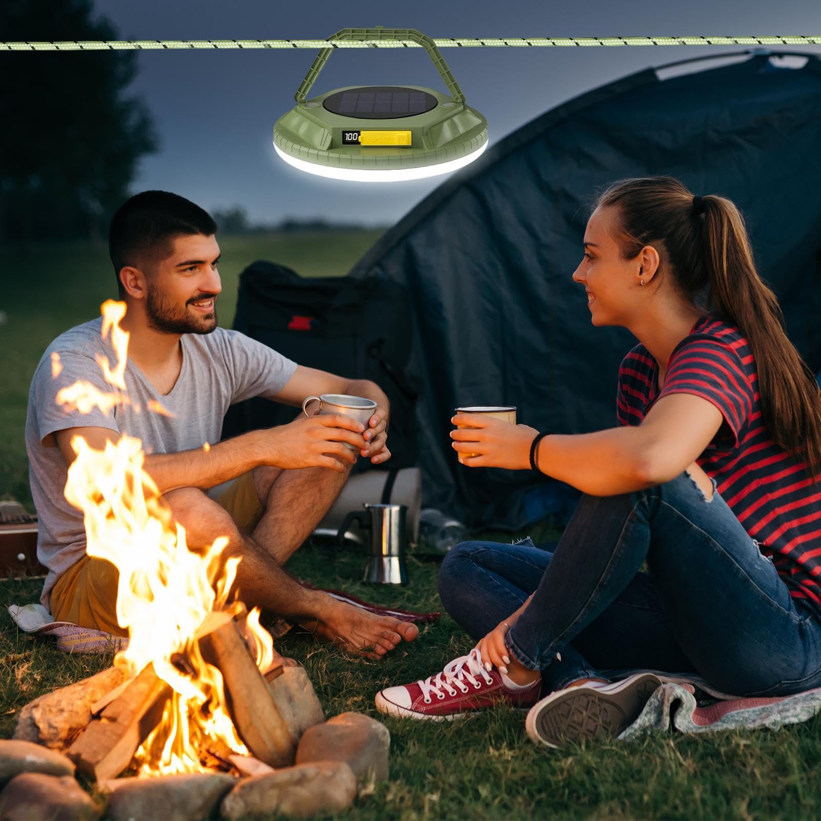 Lanterna per Campeggio di Sopravvivenza a Energia Solare da 1600 Lumen | Da Campeggio Impermeabili Per Esterno Giardino Cortile Patio Balcone Escursionismo Trekking