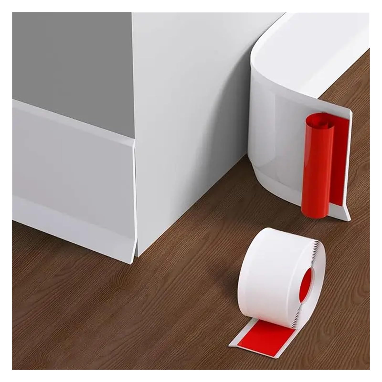Lvchao White 1Pc 2M/78.74In Vinyl Waist Line Wallpaper Pvc Baseboard Self-Adhesive Flexible Wall Border Sticker Pertain Bathroom Kitchen(White)