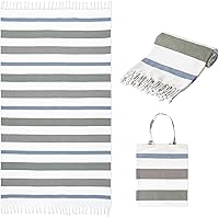 Vista 10 de Folkulture Toalla de playa turca, toalla de playa turca, toallas de playa a rayas de 40 x 72 pulgadas de gran tamaño con bolsa de mano, toallas