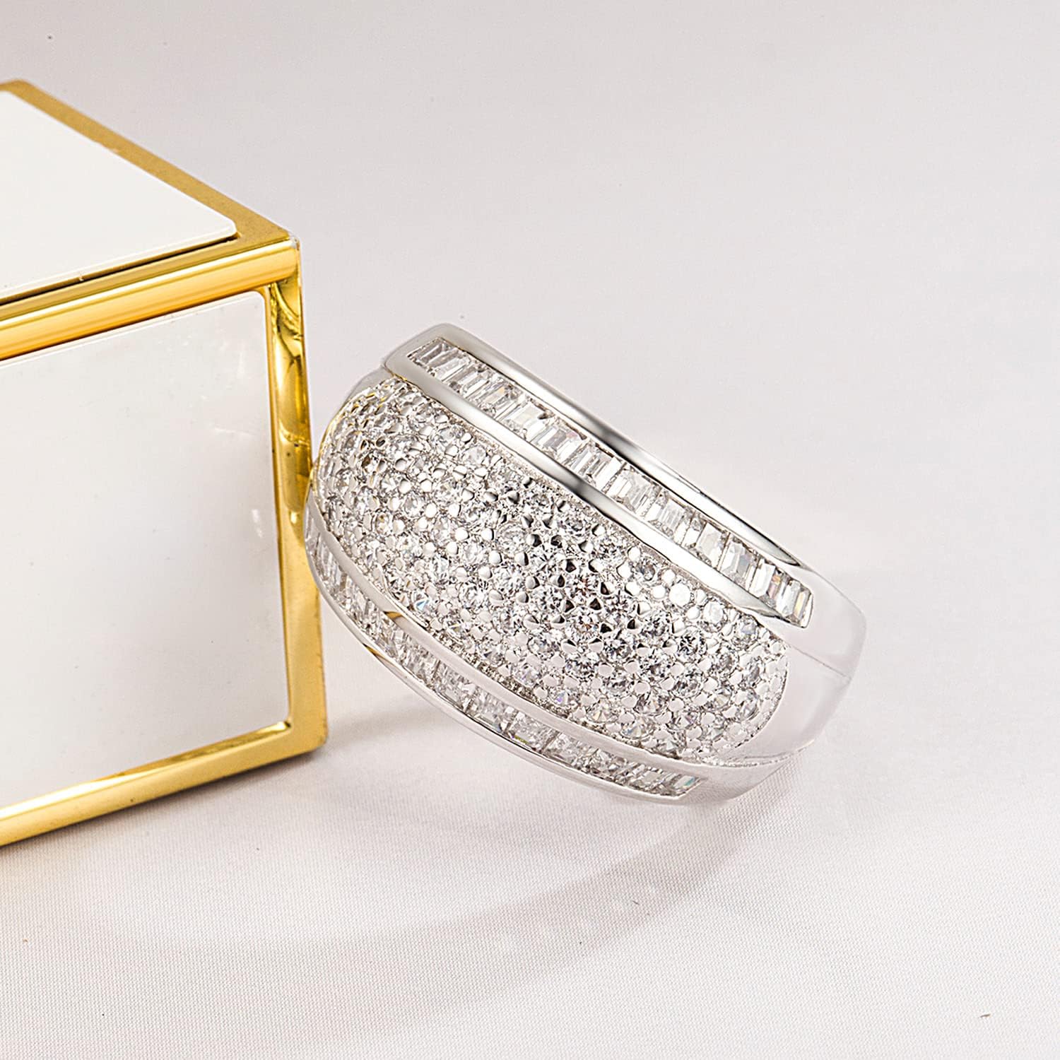 Dankadi Luxury Women Platinum Plated Solid 925 Sterling Silver Ring 5A Cubic Zircon Inlaid Dense Wedding Ring Sizes 6-10# Fashion Jewelry Gift Party Accessories - Image 5