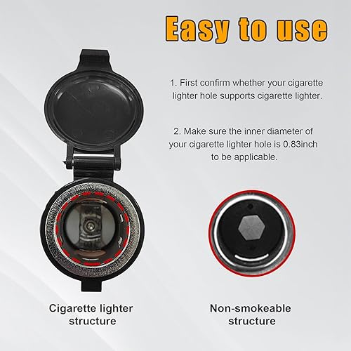 Miniatura 5 de Augeny Enchufe para encendedor de cigarrillos de automóvil, adaptador de encendedor de cigarrillos automático de 12 V con cubierta impermeable y