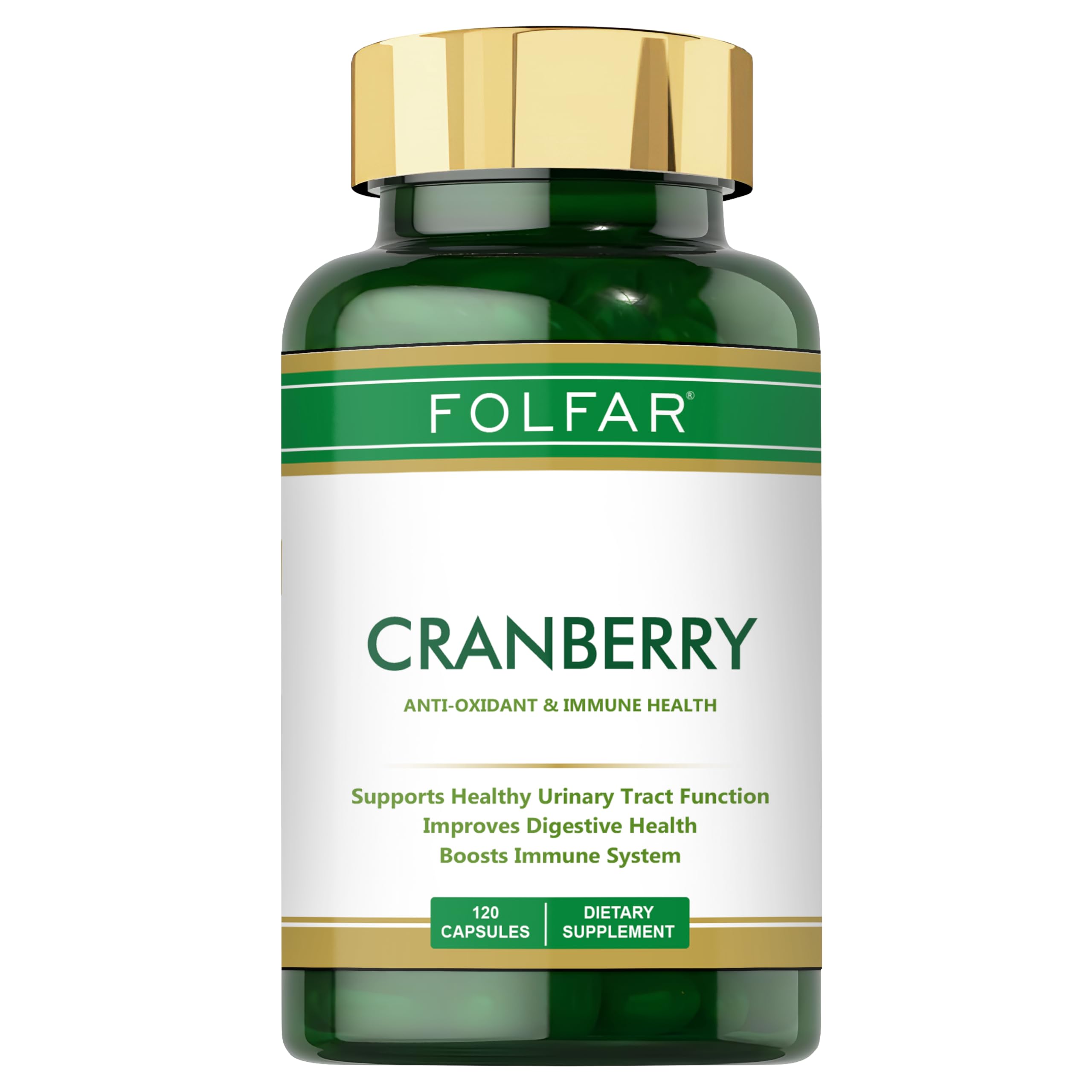 Folfar Cranberry Extract 120 Capsules – For Urinary Tract & Bladder Health Supplements |Antioxidant Support for Detox, Kidney Function & Immune Health | Non-GMO & Vegan-Friendly