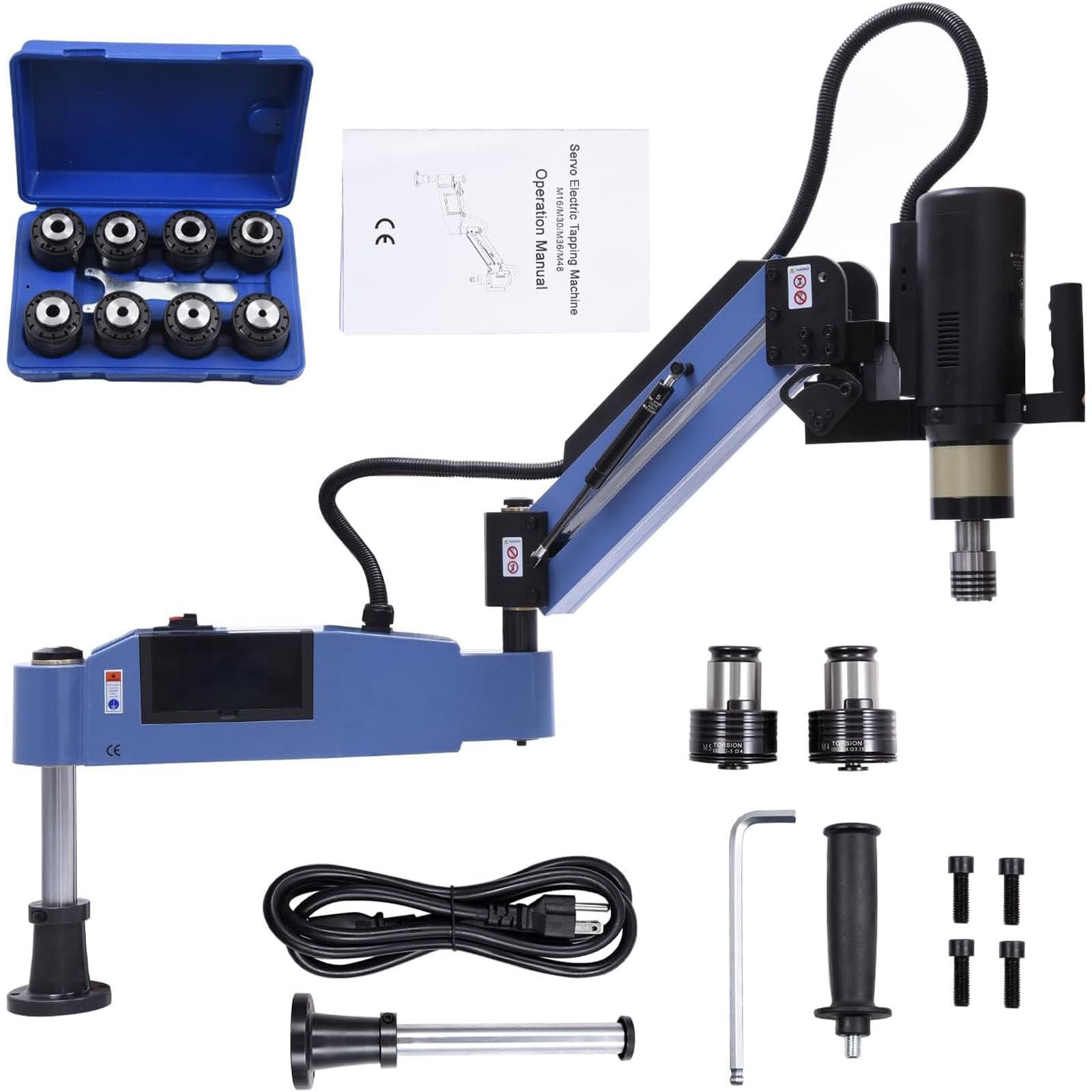 Roscadora eléctrica multidireccional de 360°, 1000 W de Alta Potencia, Capacidad M3-M16, 8 Pinzas Incluidas, Control CNC con Pantalla táctil para Acero/Aluminio.