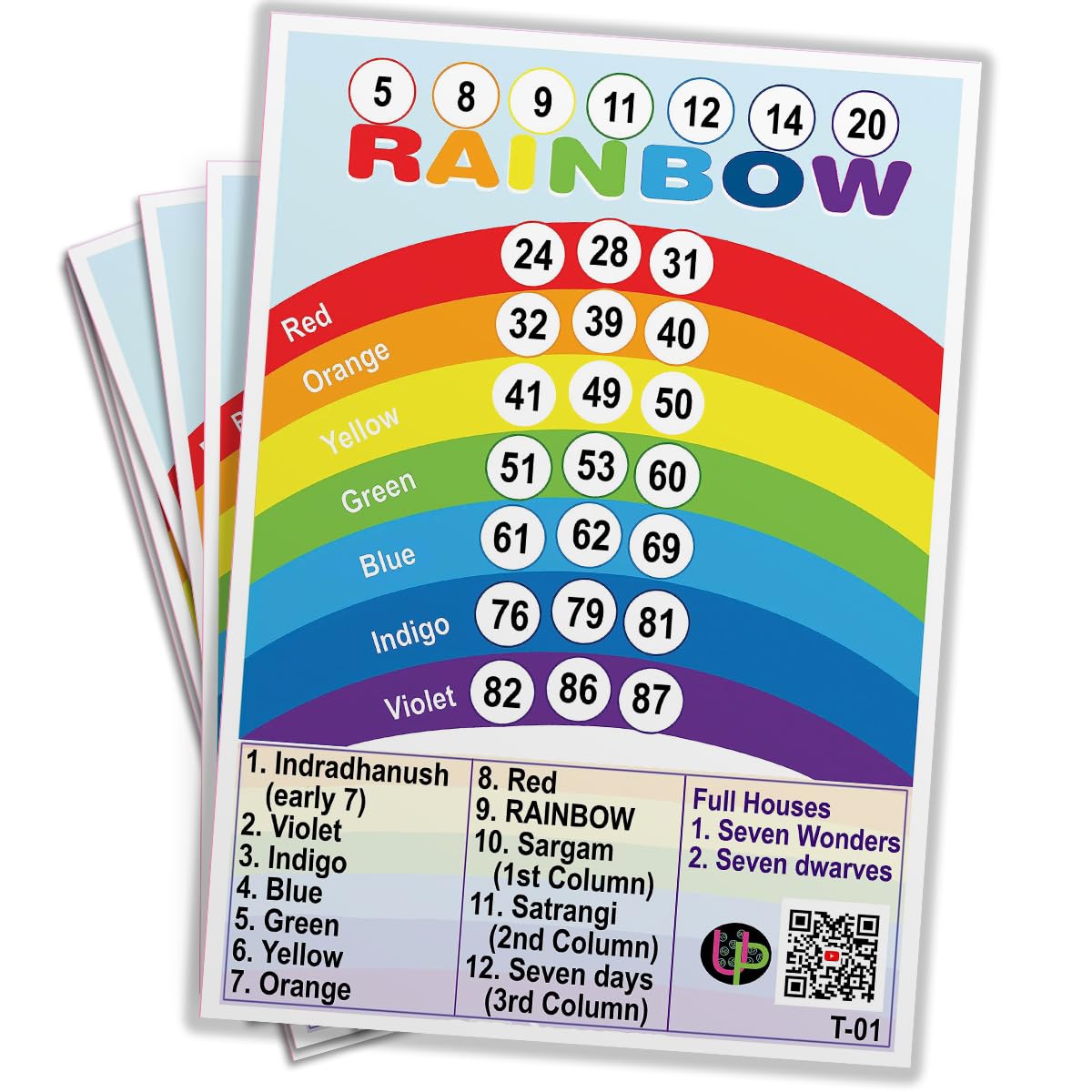 Rainbow Tambola Tickets - Monsoon Sawan Party Game -15