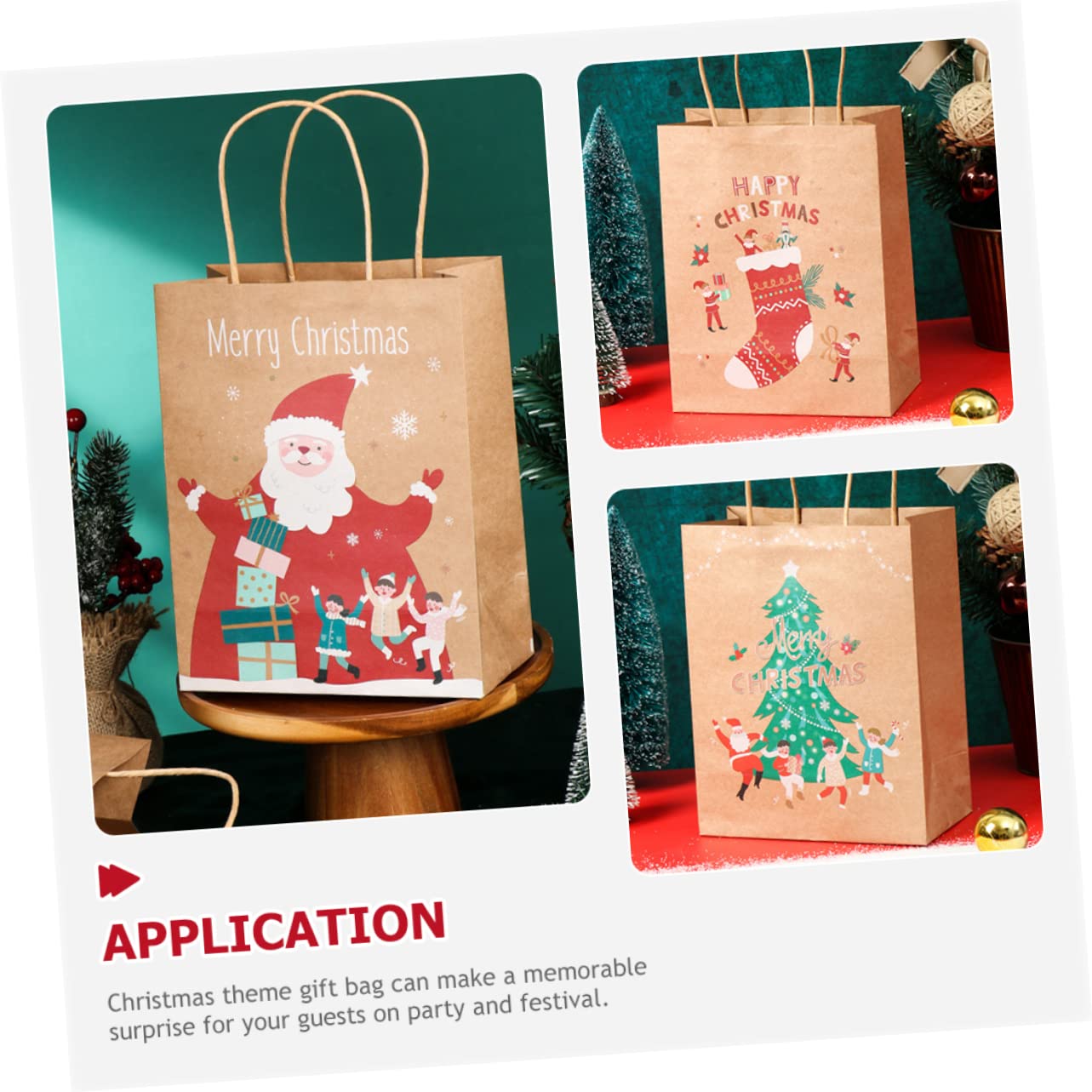 SEWOART 25piezas Bolsas Para De Navidad Asas De De Papá Noel Muñeco Árbol De Navidad y Navideños
